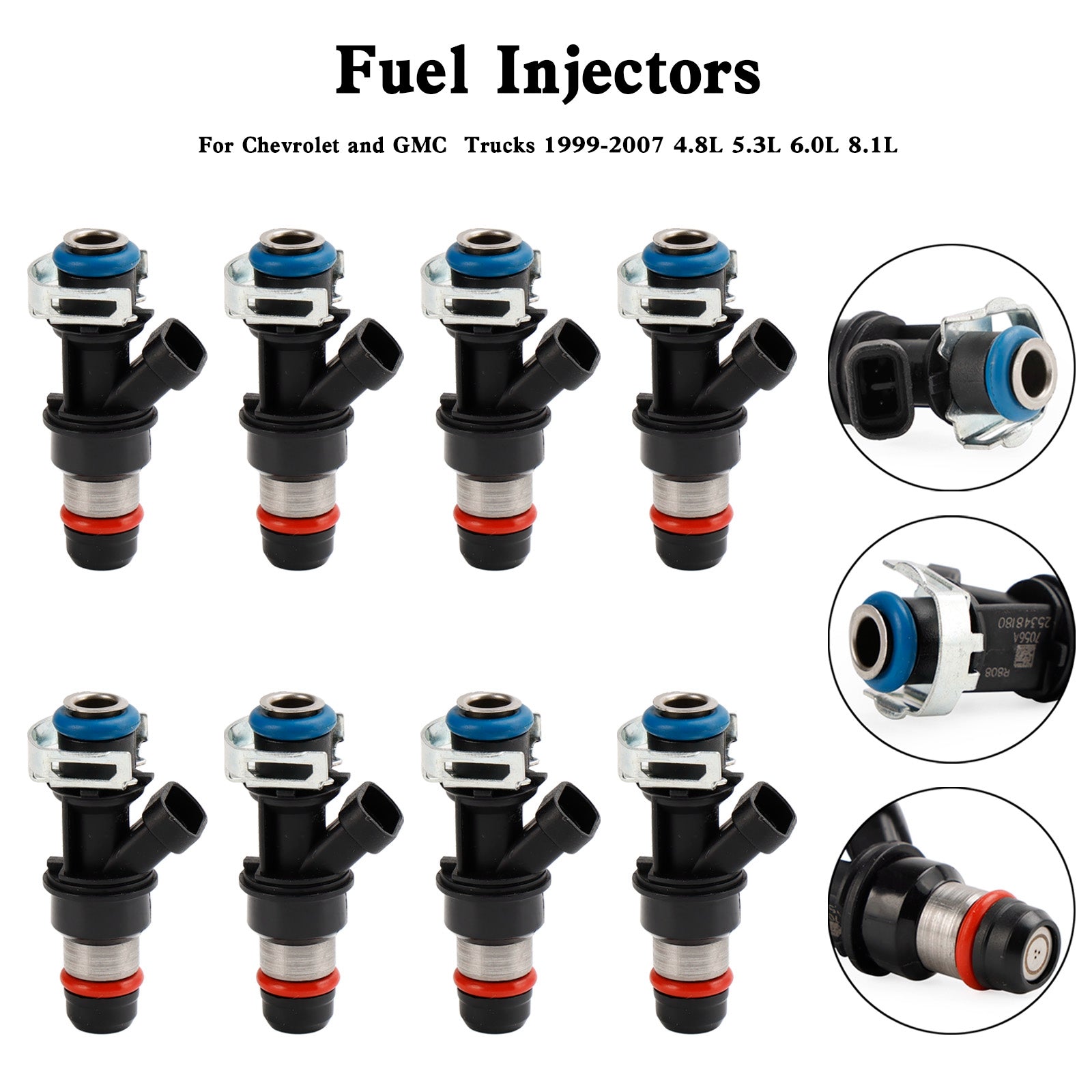 8PCS 25348180 Fuel Injectors For Chevy Silverado Tahoe Suburban GMC Sierra Yukon 4.8L 5.3L 6.0L 6.2L V8 2004-2010