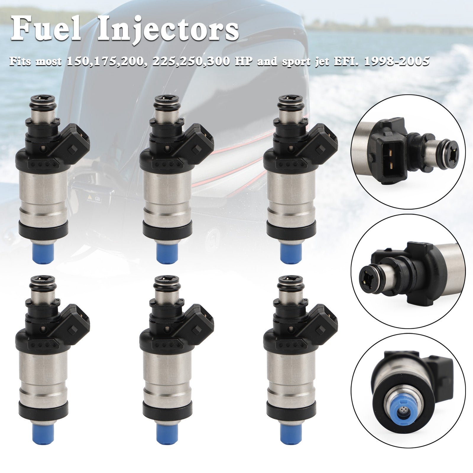 6PCS Fuel Injectors 18715T1 for Mercury Outboard EFI 150–300HP 1998–2005 | High Performance Marine Grade