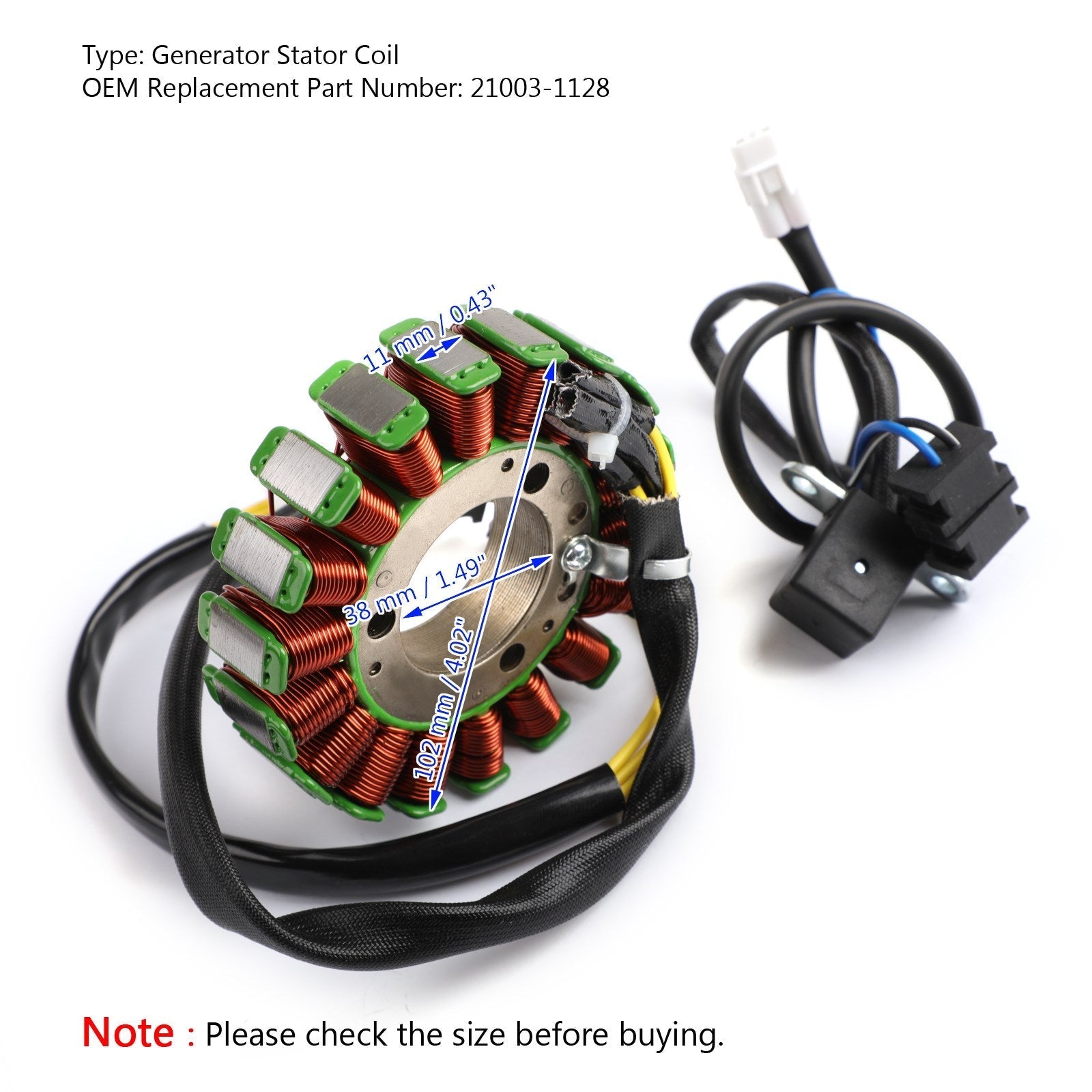 Magneto Generator Stator Coil for Kawasaki Bayou 300 KLF300A 1986–1987 | Replaces 21003-1128