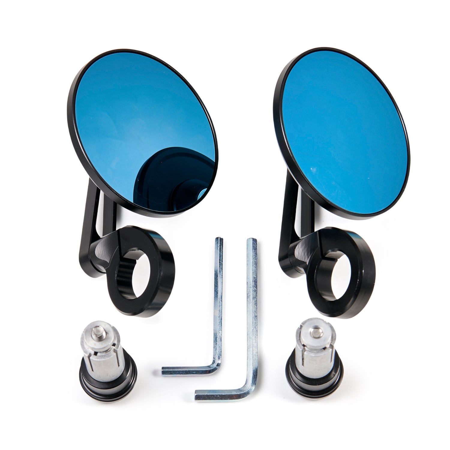 Universal Aluminum Handlebar End Mirror 7/8"-1" Black Short Arm BAR End 3" Round Mirrors Generic