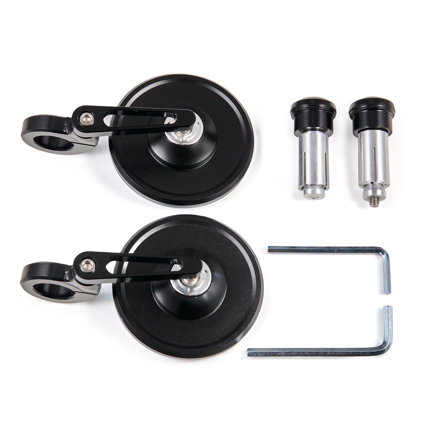 Universal Aluminum Handlebar End Mirror 7/8"-1" Black Short Arm BAR End 3" Round Mirrors Generic