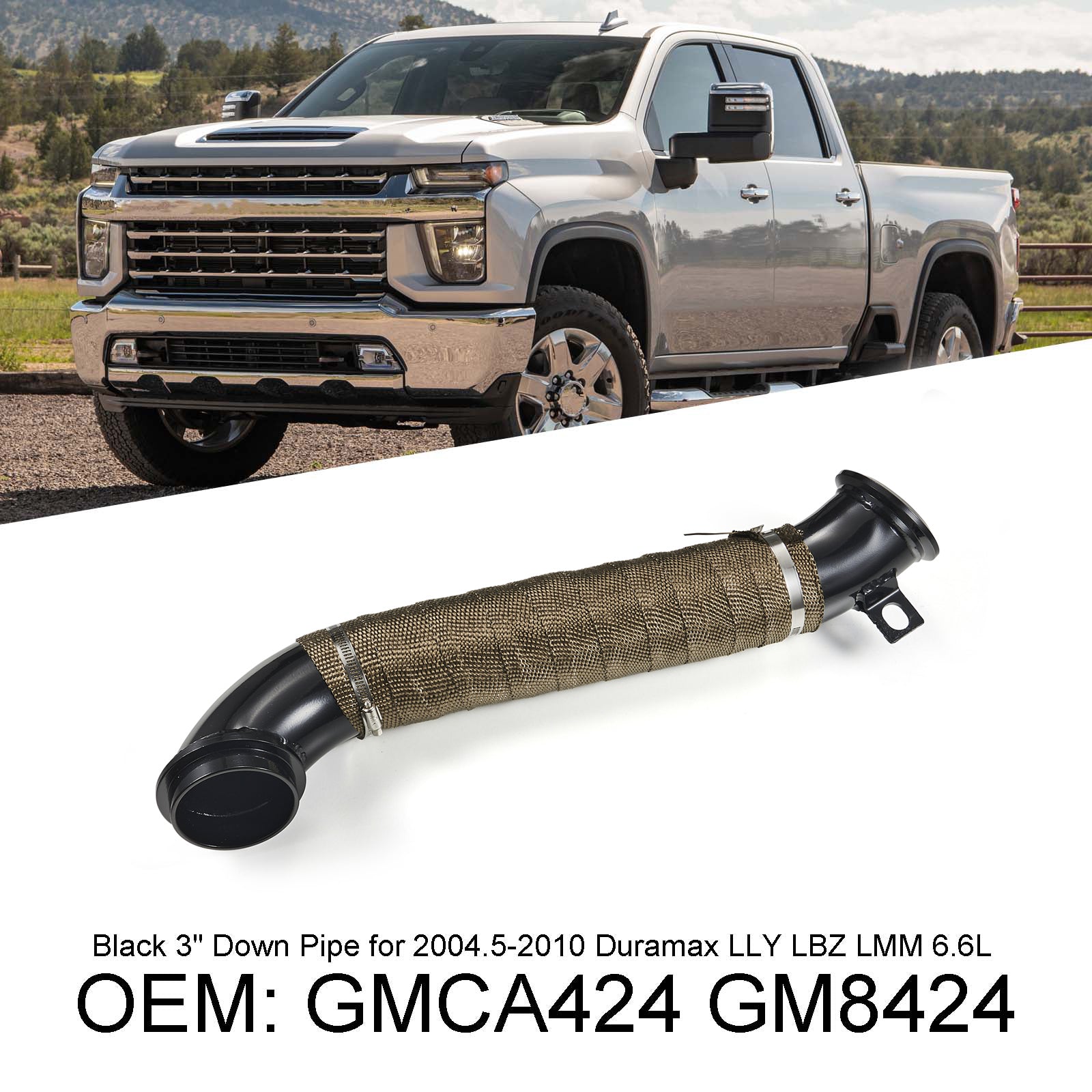 2004.5-2009 Chevy Silverado/GMC Sierra 2500 3500 3" Turbo Down Pipe GMCA424 GM8424 6.6L V8 DIESEL Generic
