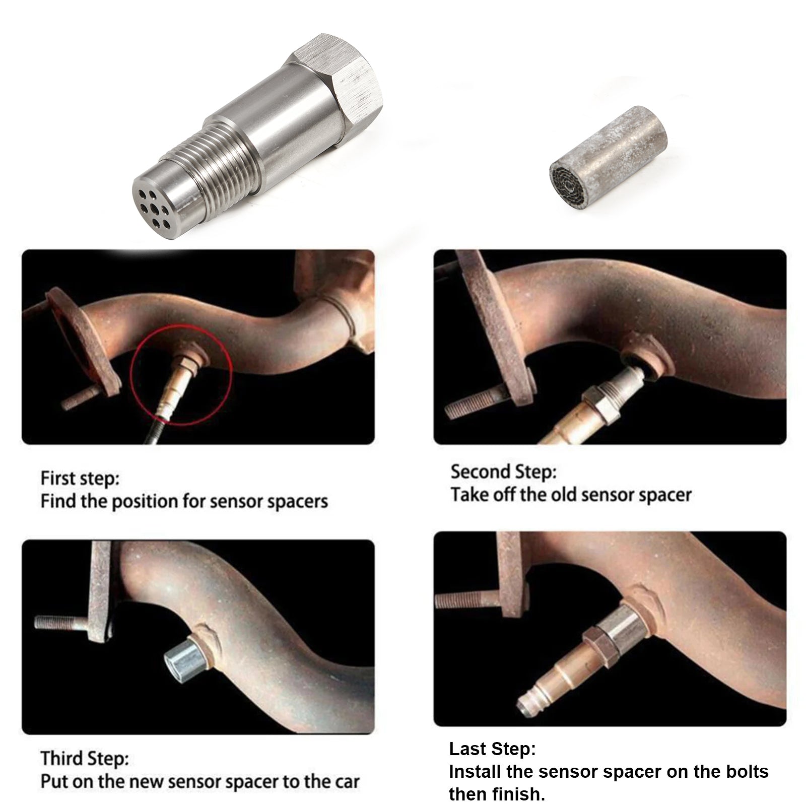 60mm CEL Check Engine Light Adapter Fix P0420/P0042/P0430 CEL Eliminator Mini Catalytic Converter O2 Sensor Generic
