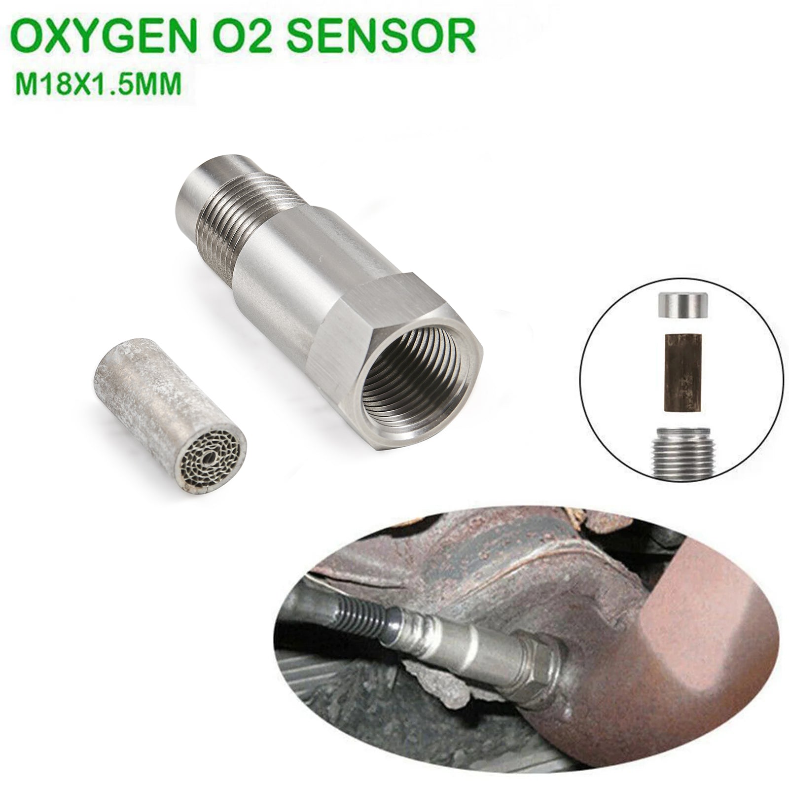 60mm CEL Check Engine Light Adapter Fix P0420/P0042/P0430 CEL Eliminator Mini Catalytic Converter O2 Sensor Generic