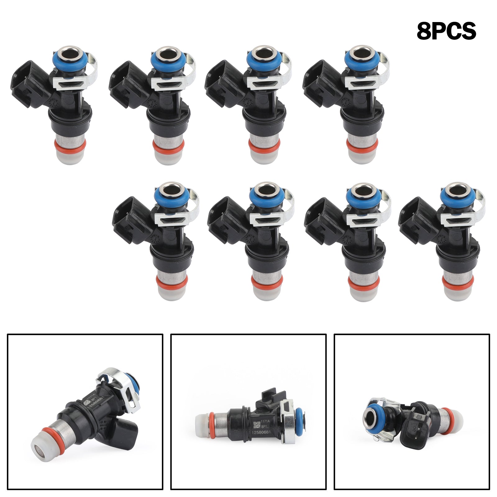8PCS Fuel Injectors FJ887 12580681 for 2004-2010 Chevy GMC 4.8 5.3 6.0 6.2 FIGM004X8 217-1621 58100N6818 832-11203 Generic