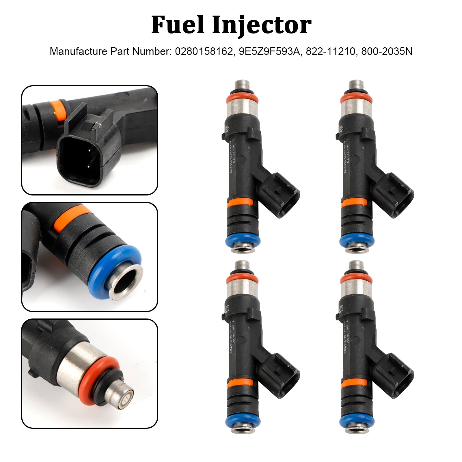 2009-2011 Mercury Mariner 2.5L 4PCS Fuel Injectors 0280158162 9E5Z9F593A 822-11210 Generic