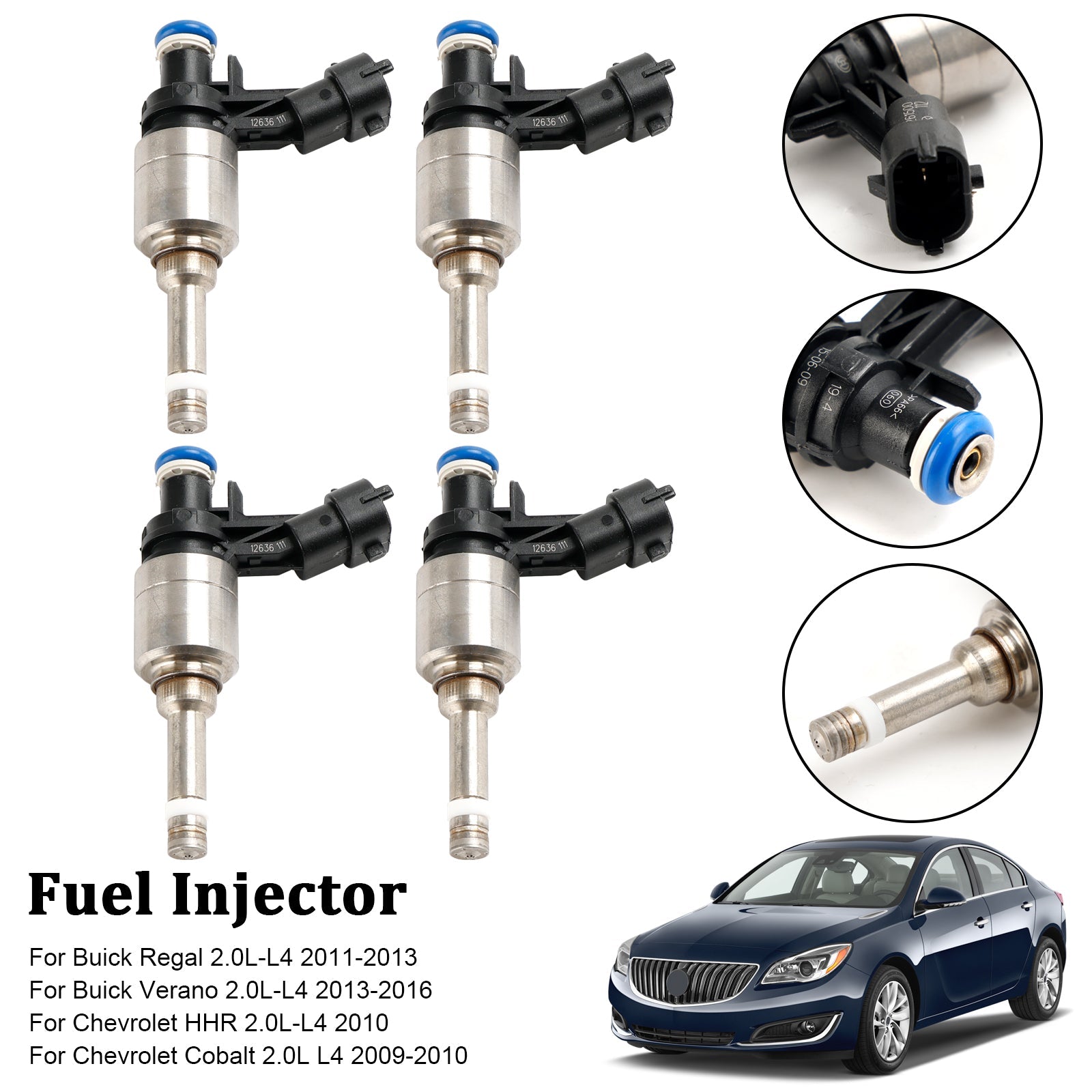2010 Saturn Sky 2.0L-L4 4PCS Fuel Injectors 0261500112 12636111 FJ1097 0261500147 Generic