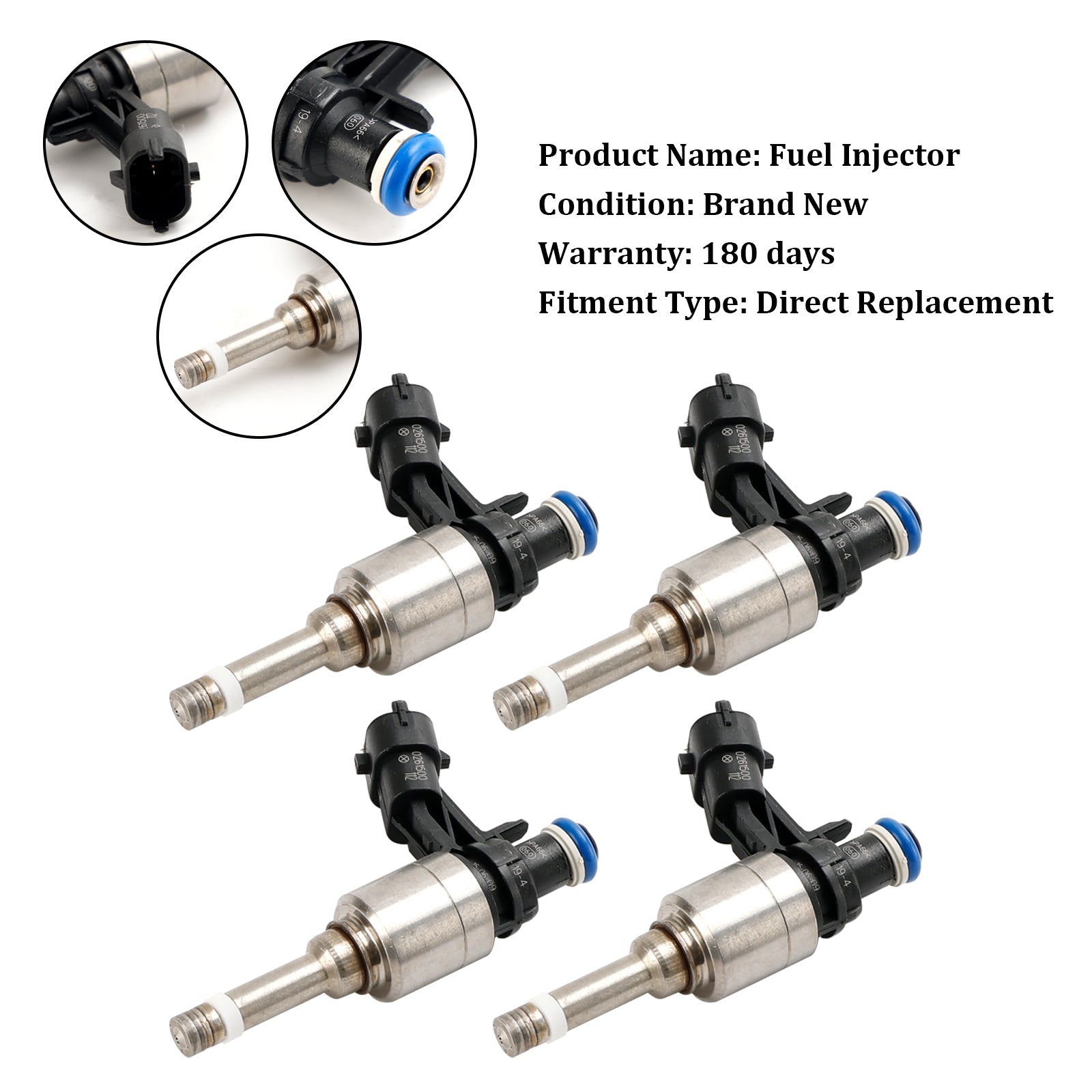 2011-2013 Buick Regal 2.0L-L4 4PCS Fuel Injectors 0261500112 12636111 FJ1097 0261500147 Generic