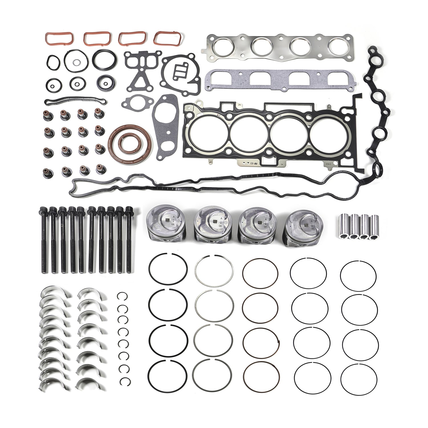 2011-2018 Kia Optima 4-Door 2.4L G4KJ Engine Rebuild Pistons Gasket Overhaul Kit 23410-2G500 21020-25120 Generic