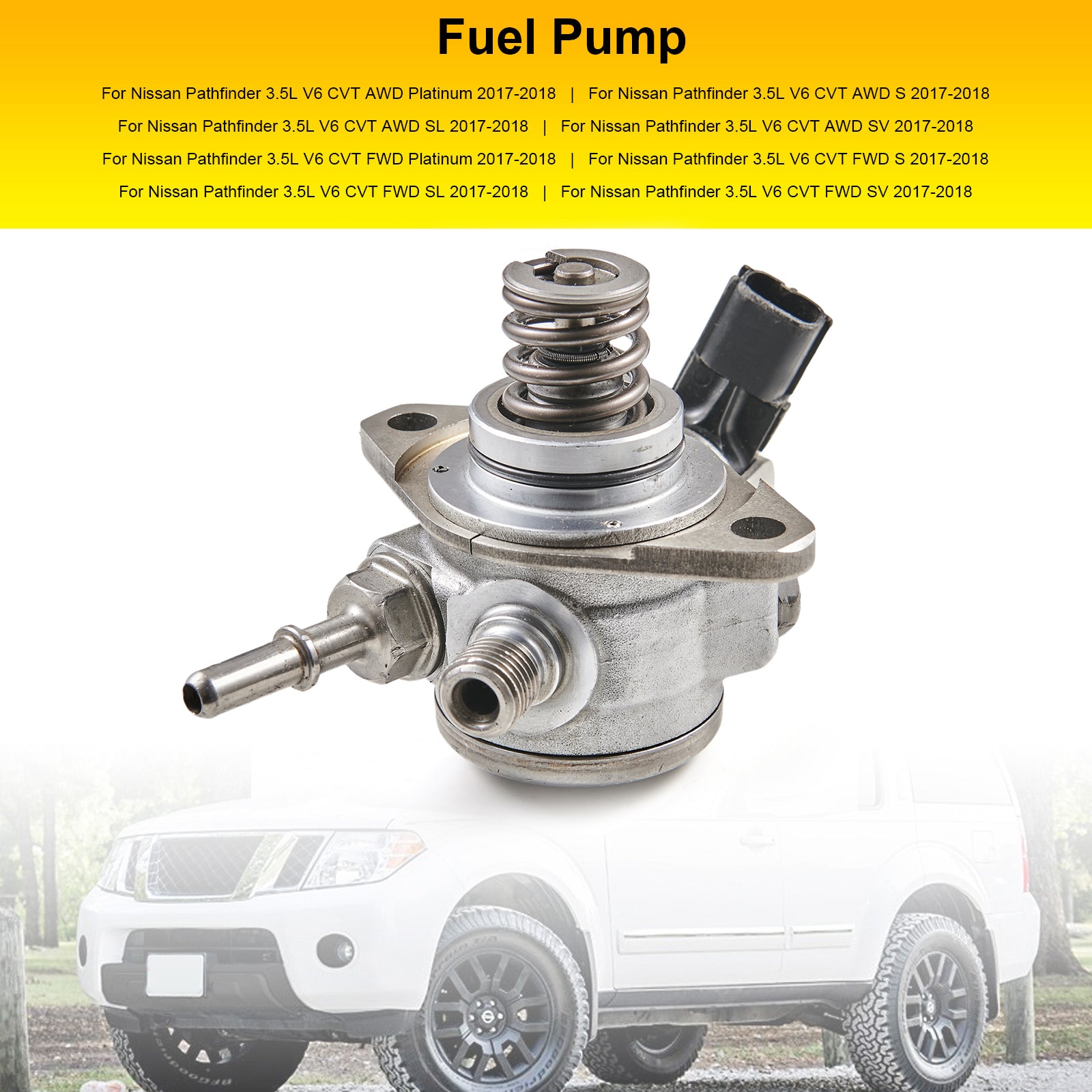 2017-2018 Nissan Pathfinder 3.5L V6 CVT AWD Platinum S SL SV High Pressure Fuel Pump 166306KA0A 166306KA0B Generic