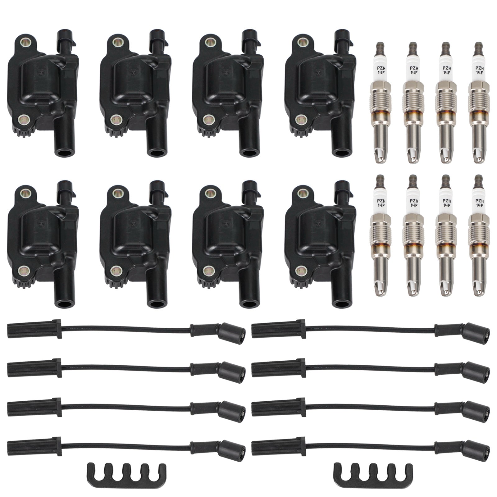 2008-2009 Chevrolet Tahoe 6.2L V8 8PCS Square Ignition Coil+Spark Plug+Wires 12611424 8125706160 D510C UF413 12192195 Generic