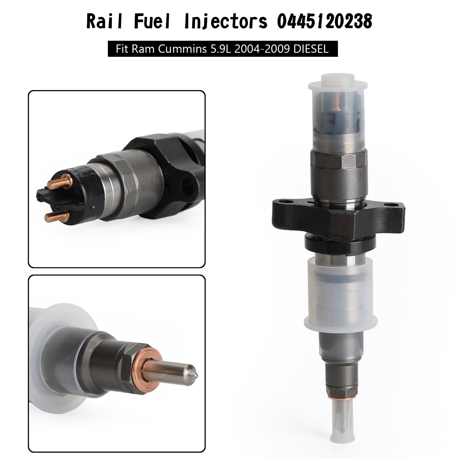 2004.5-2009 Dodge Ram 2500/3500 Cummins 5.9L DIESEL 6pcs Rail Fuel Injectors 0445120238 5263316 0445120103 0445120208 Generic