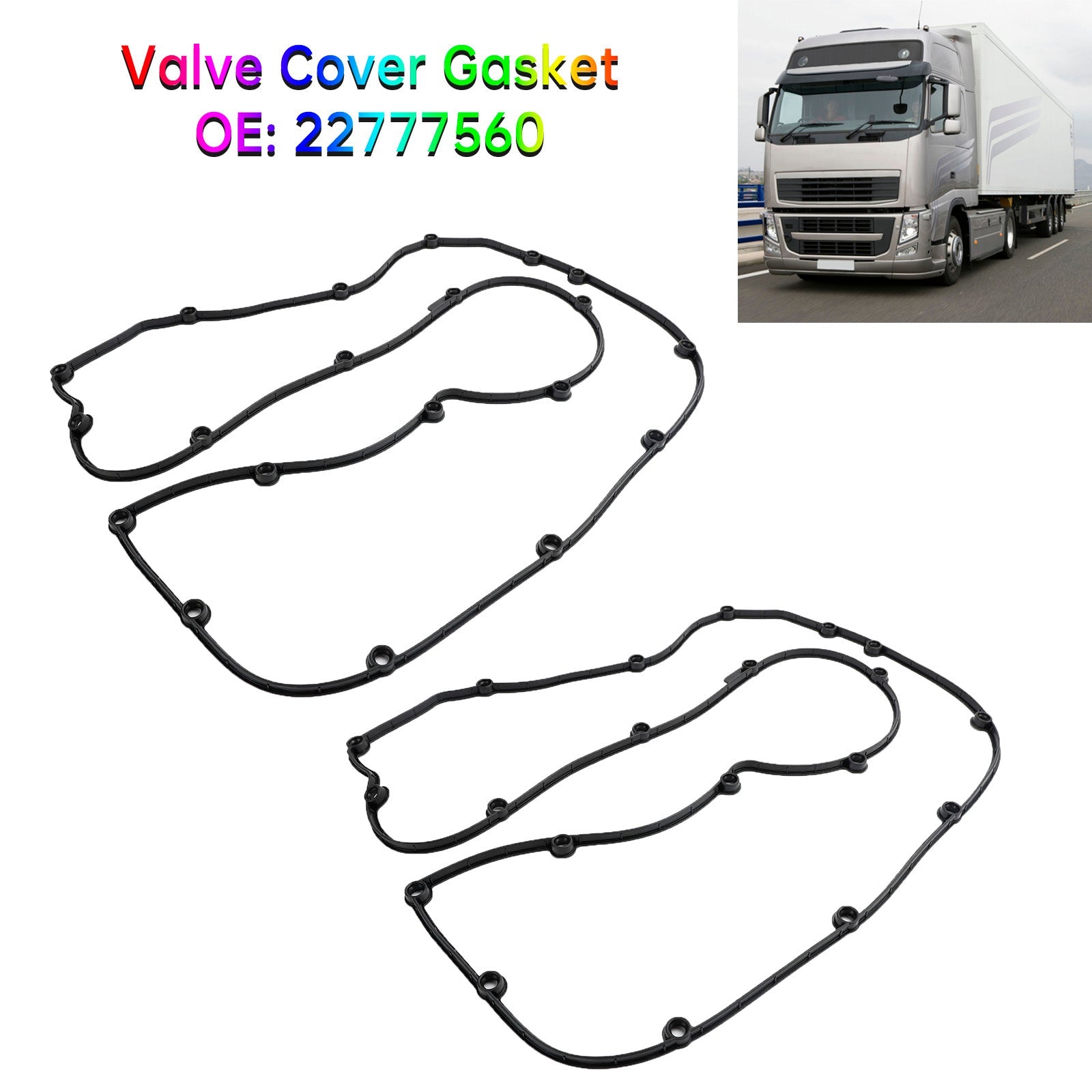 Set of 2 Valve Cover Gaskets 22777560 Fit for Volvo D13 Truck Generic