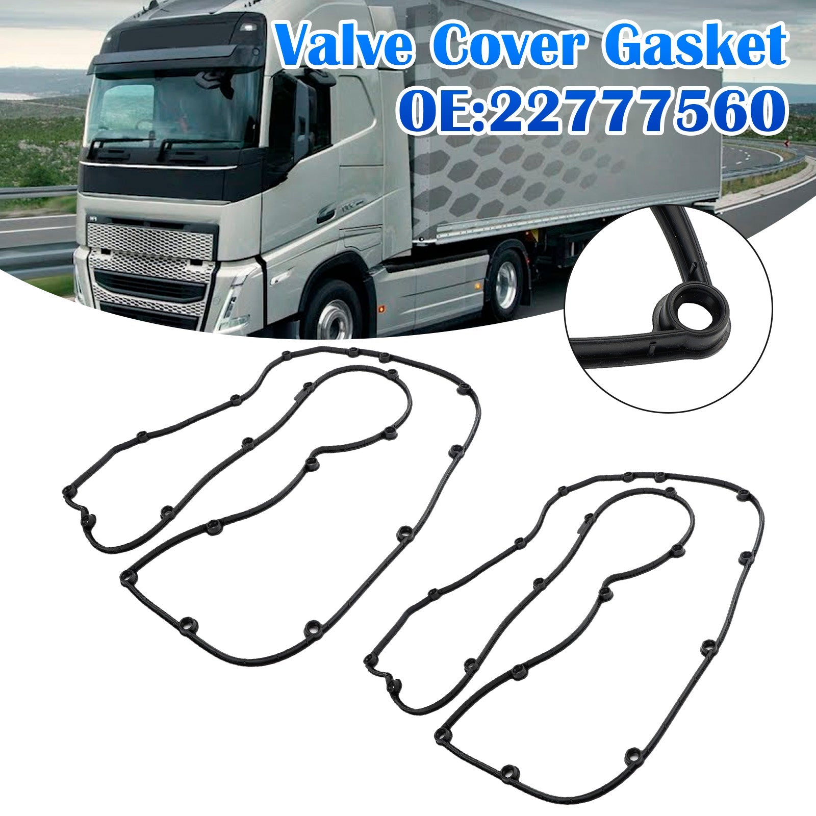 Set of 2 Valve Cover Gaskets 22777560 Fit for Volvo D13 Truck Generic