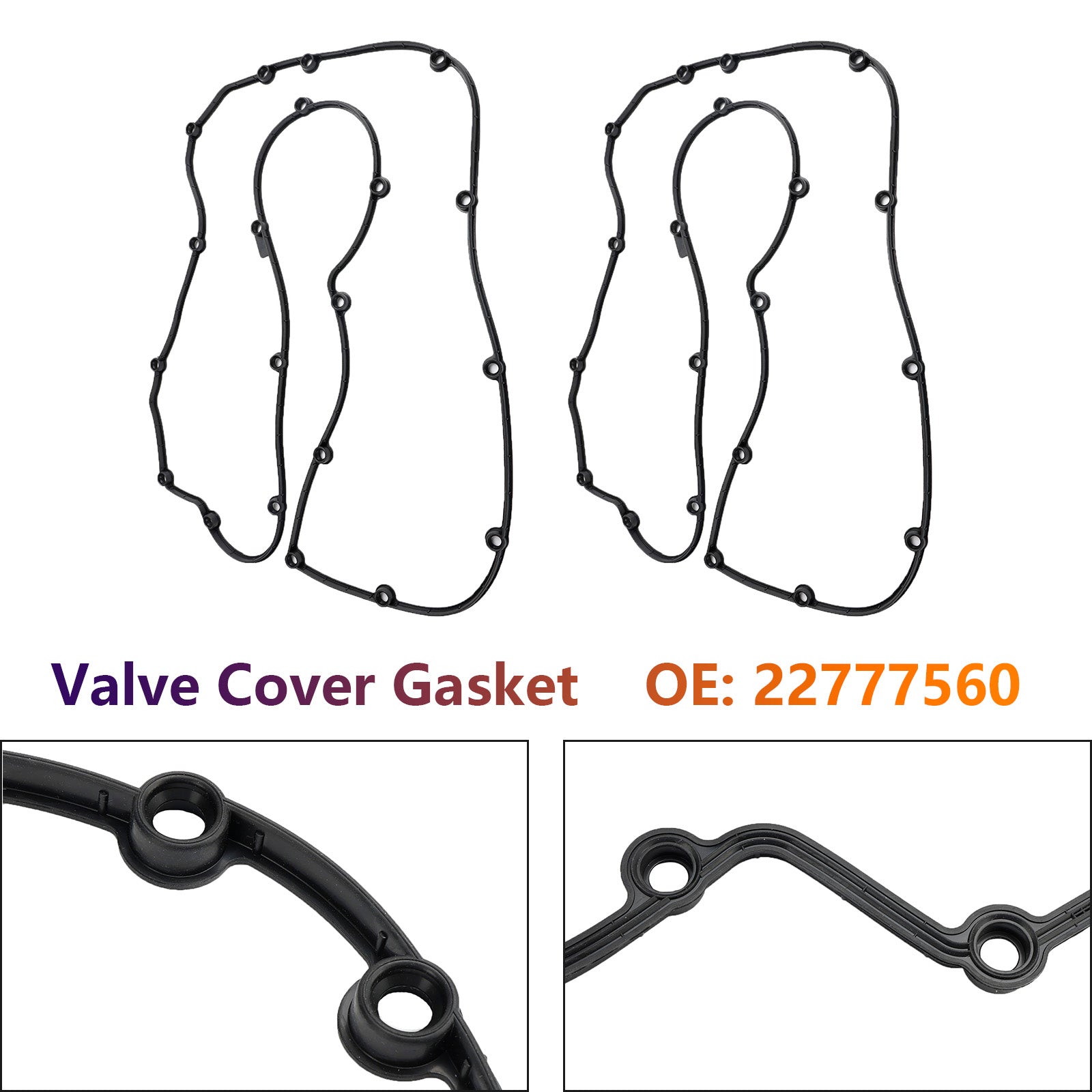 Set of 2 Valve Cover Gaskets 22777560 Fit for Volvo D13 Truck Generic