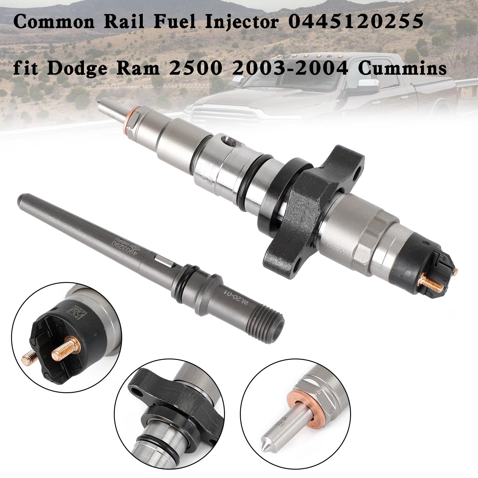 2003/2004 Early Production Dodge Ram 2500/3500 5.9L Cummins Diesel 6PCS Common Rail Fuel Injector 0445120255 04451 5263318 044512010 Generic