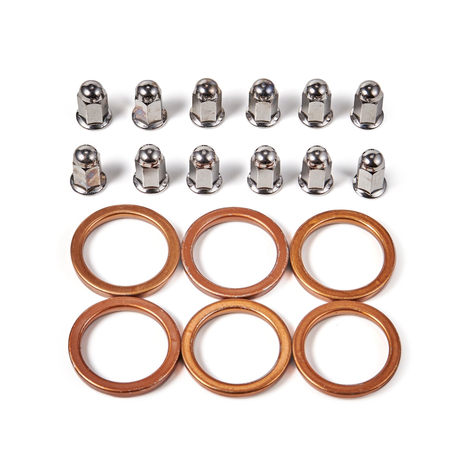 6 Exhaust Gaskets & 12 Cap Nuts For Honda CB 125 160 175 200 250 CM200T CM250C CMX 250 C XL XR 250 350 400 500 600 650 R Generic