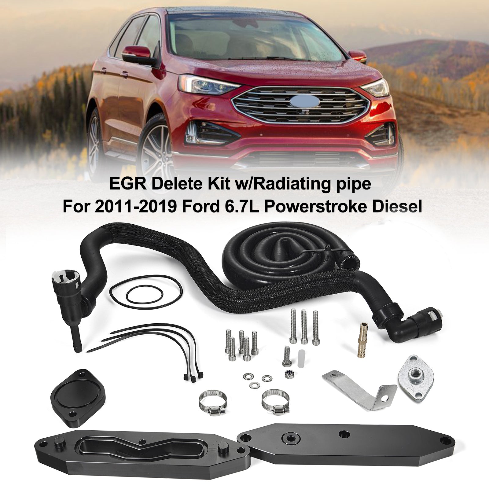 EGR Delete Kit w/Radiating pipe for 2011-2019 Ford 6.7L Powerstroke Diesel Generic