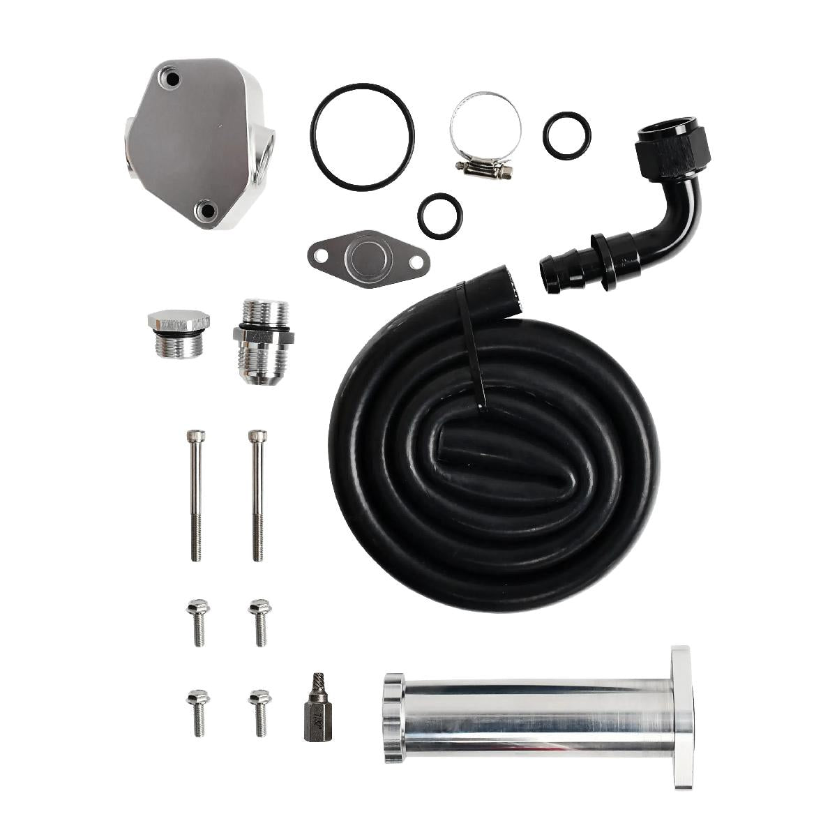 Crankcase Ventilation Reroute Kit for 2017–2024 Chevy Silverado GMC Sierra 2500HD 3500HD L5P 6.6L Duramax Diesel Aluminum