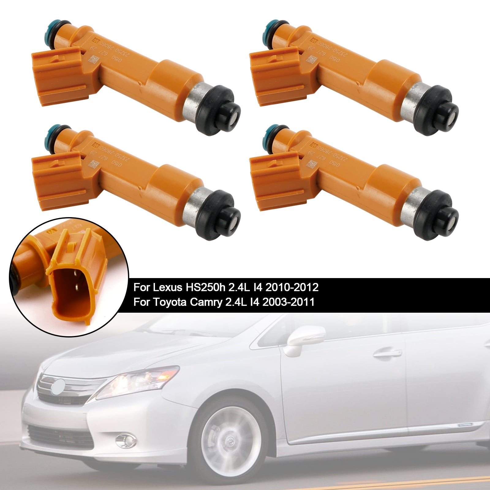 2010-2012 Lexus HS250h 2.4L I4 4PCS Fuel Injectors 23209-0H050 23209-28060 297-0018 Generic