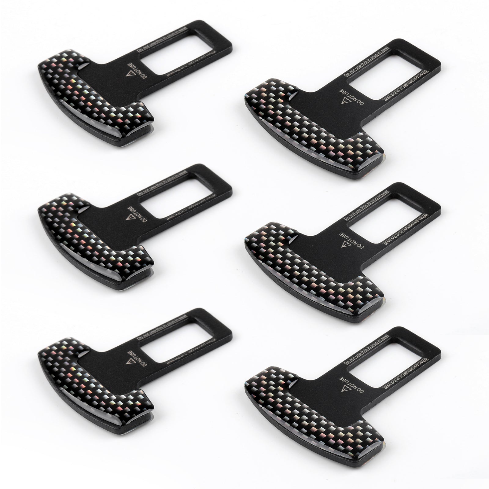 6PCS Universal Car Safety Seat Belt Buckle Carbon Fiber Car Alarm Stopper Clip Clamp Generic