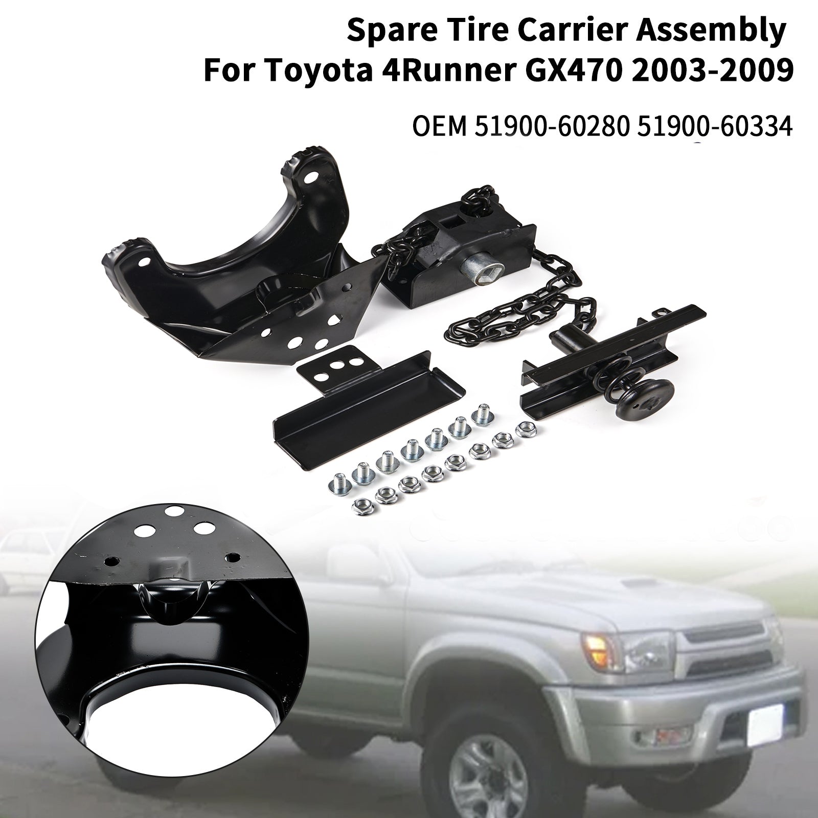 2003-2009 Toyota 4Runner & Lexus GX470 Spare Tire Carrier Assembly 51900-60280 51900-60334 Generic