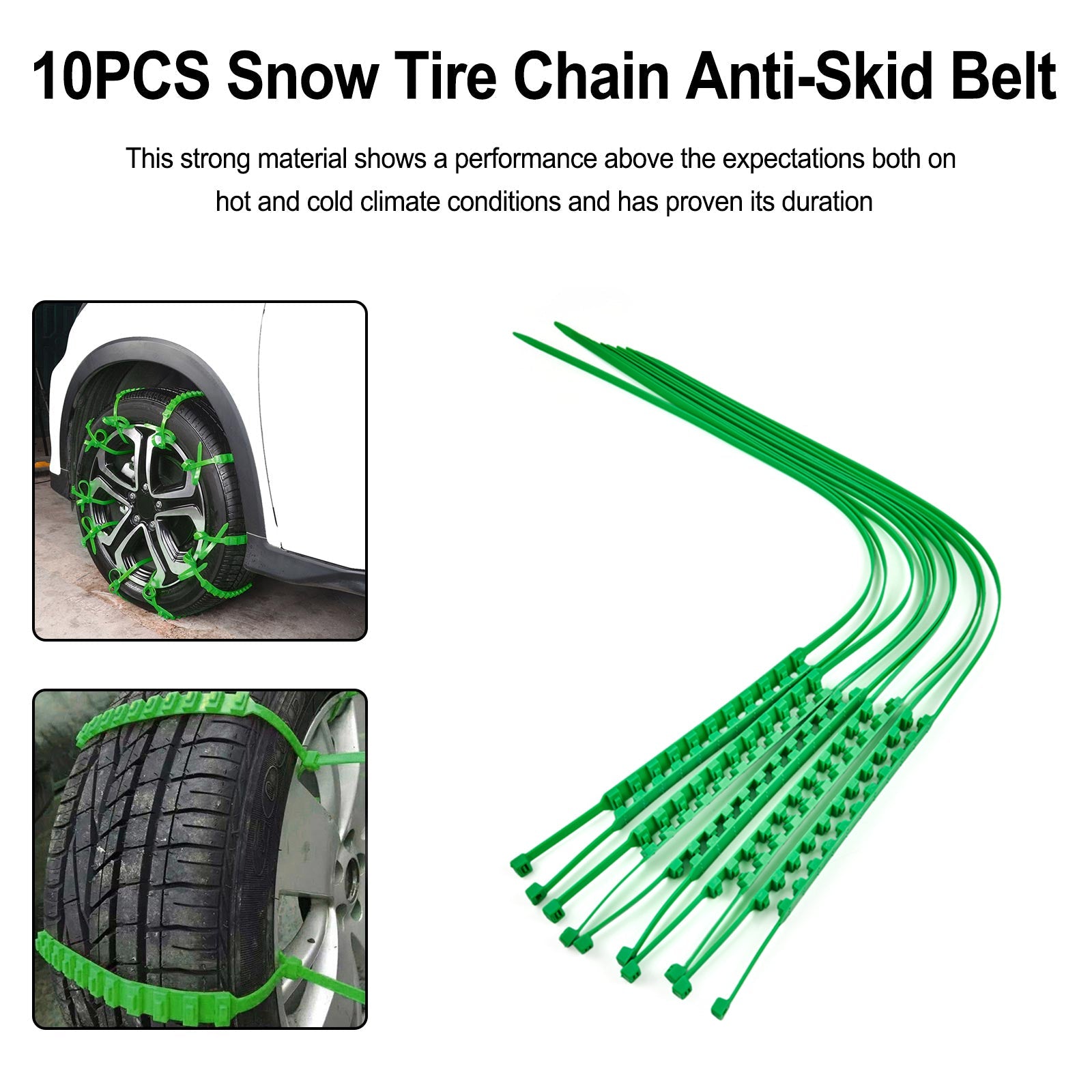 10PCS Snow Tire Chain Anti-Skid Belt For Car Truck SUV Emergency Winter Driving
